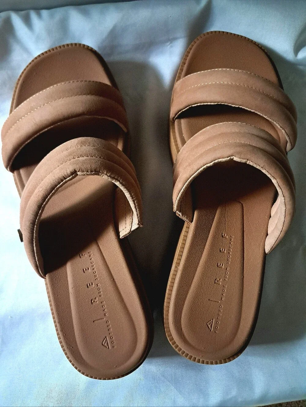 Reef Lofty Lux Hi Platform Leather Sandals Wm 9 Natural Tan LIKE NEW!